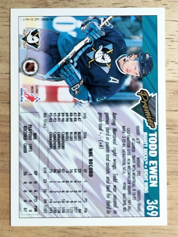 1993-94 Topps Premier #369 Todd Ewen