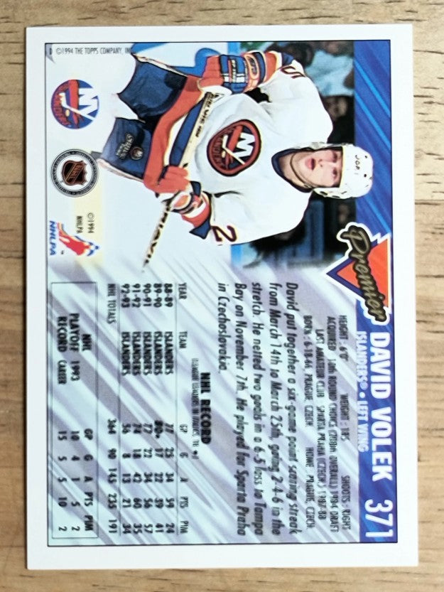 1993-94 Topps Premier #371 David Volek