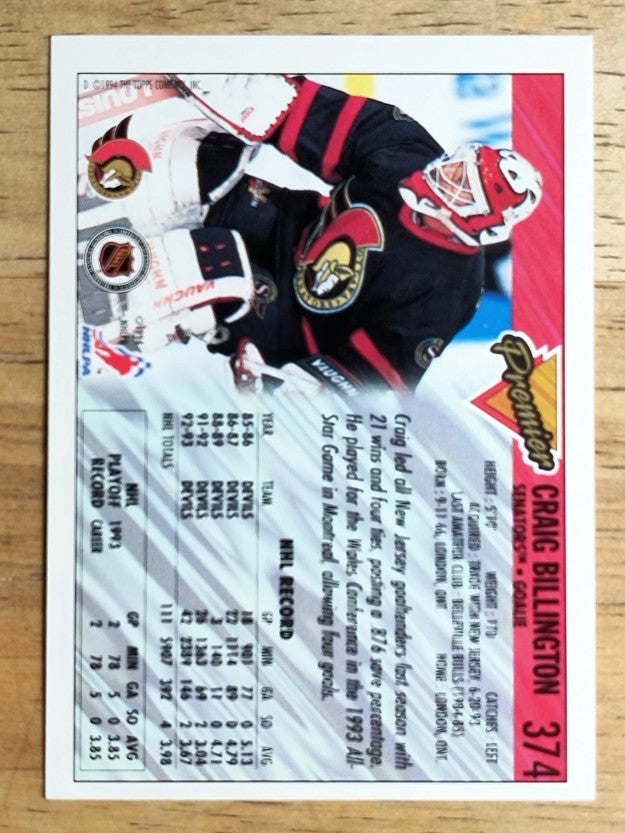 1993-94 Topps Premier #374 Craig Billington