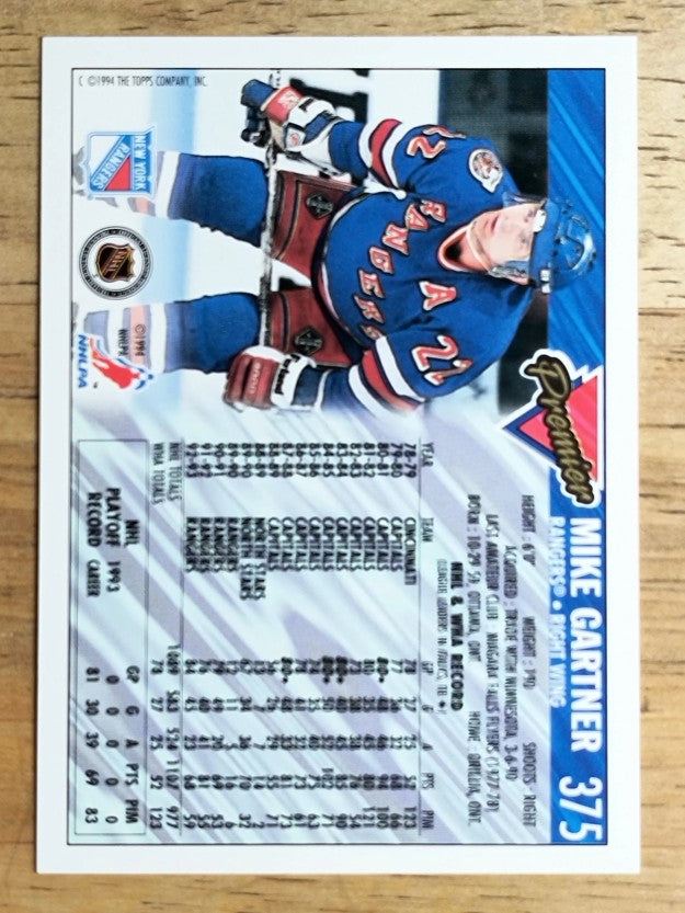 1993-94 Topps Premier #375 Mike Gartner