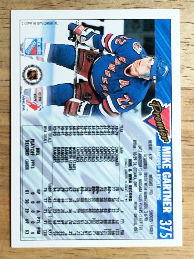 1993-94 Topps Premier #375 Mike Gartner
