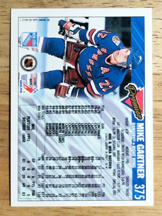 1993-94 Topps Premier #375 Mike Gartner