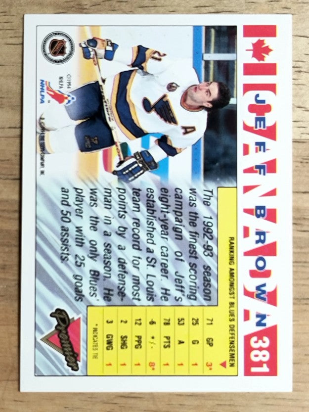 1993-94 Topps Premier #381 Jeff Brown CAN
