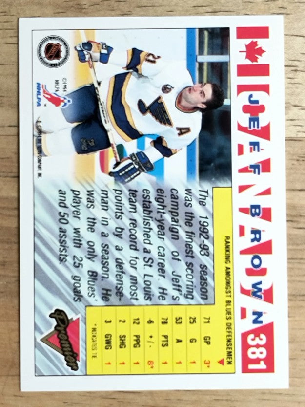 1993-94 Topps Premier #381 Jeff Brown CAN