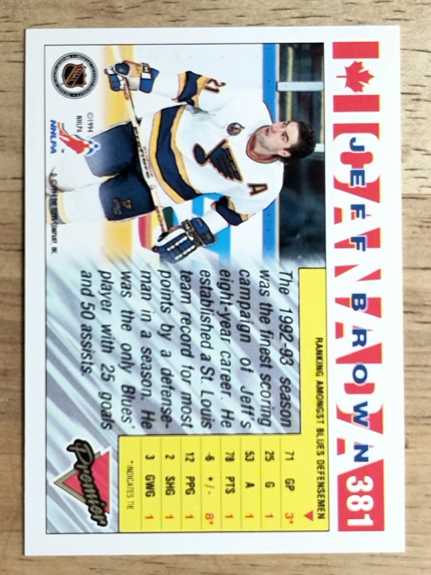 1993-94 Topps Premier #381 Jeff Brown CAN