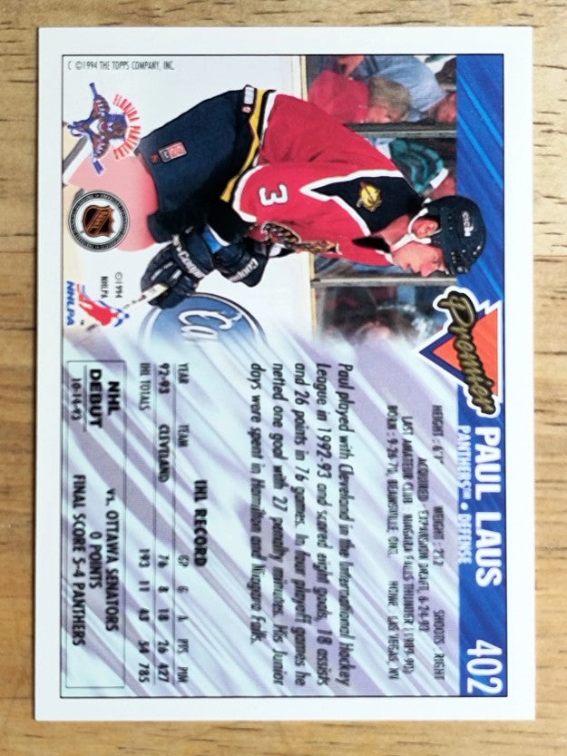 1993-94 Topps Premier #402 Paul Laus RC
