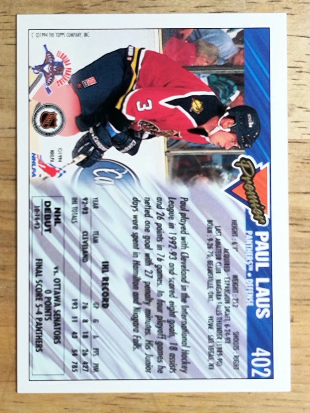 1993-94 Topps Premier #402 Paul Laus RC