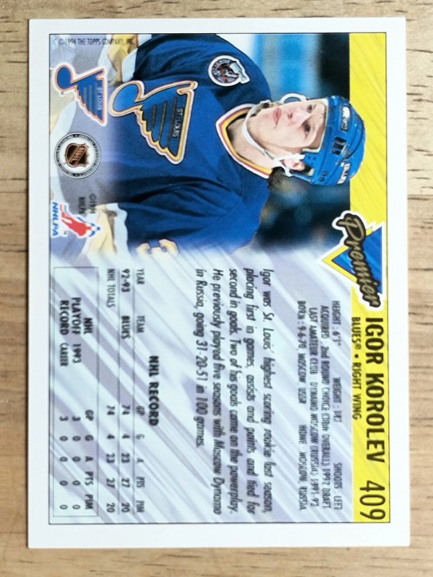 1993-94 Topps Premier #409 Igor Korolev