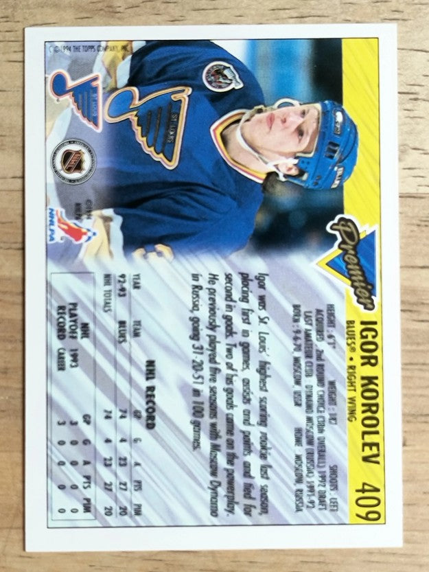 1993-94 Topps Premier #409 Igor Korolev
