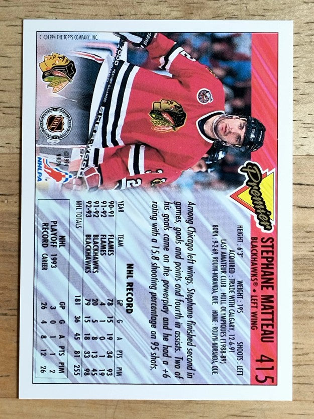 1993-94 Topps Premier #415 Stephane Matteau
