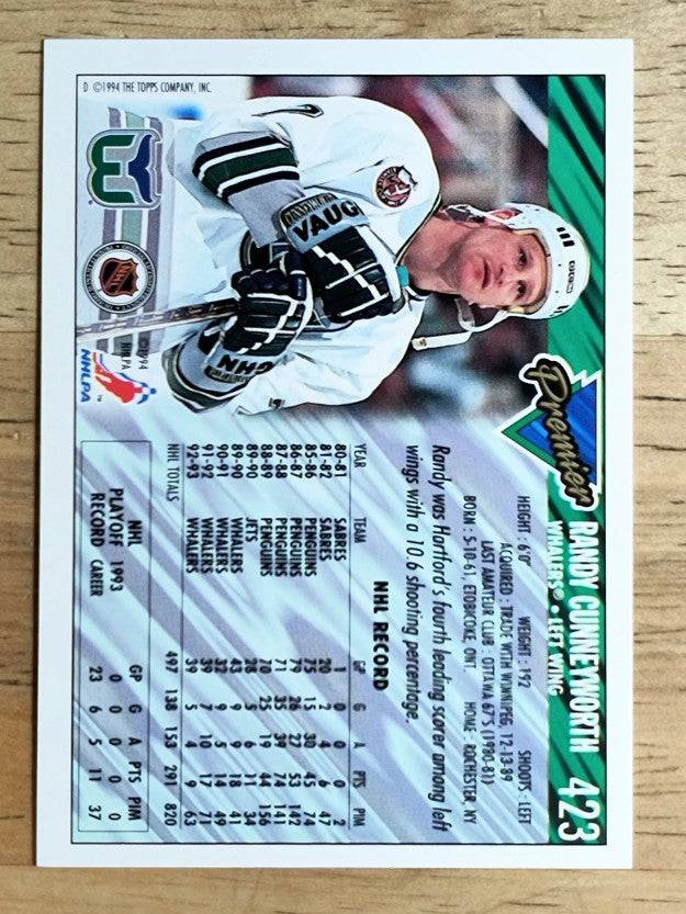 1993-94 Topps Premier #423 Randy Cunneyworth