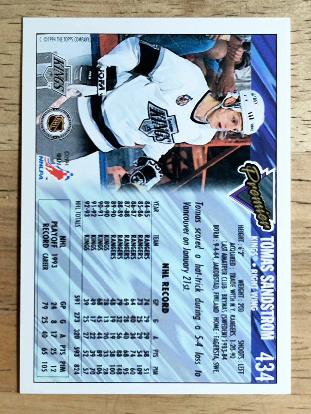 1993-94 Topps Premier #434 Tomas Sandstrom