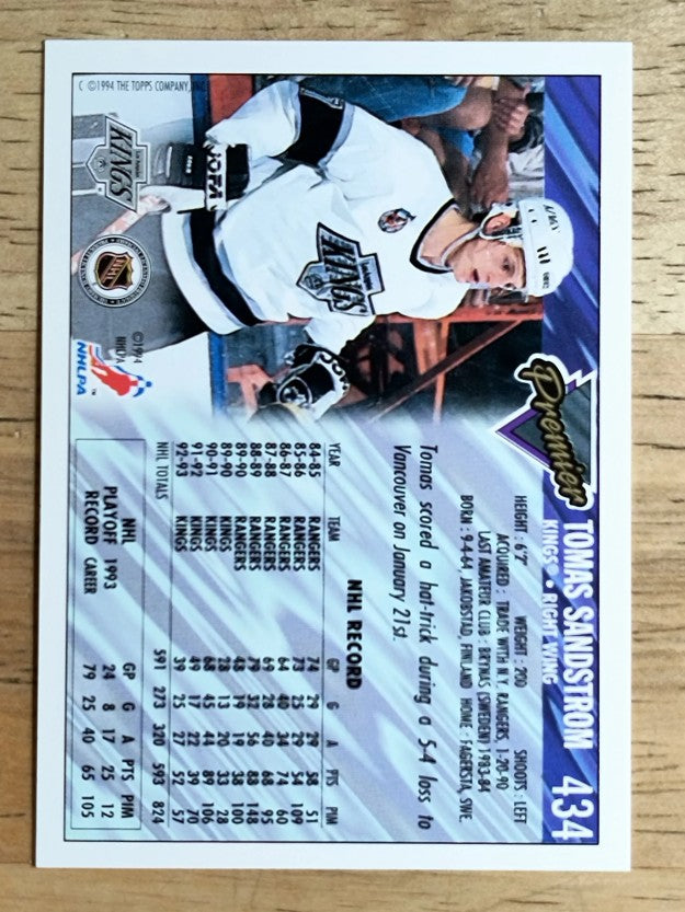 1993-94 Topps Premier #434 Tomas Sandstrom