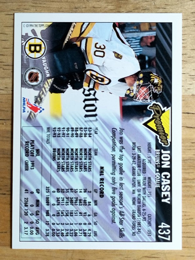1993-94 Topps Premier #437 Jon Casey