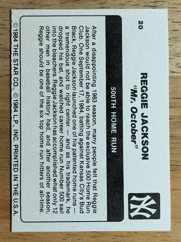 1985 Star Reggie Jackson #20 Reggie Jackson/500th Home Run