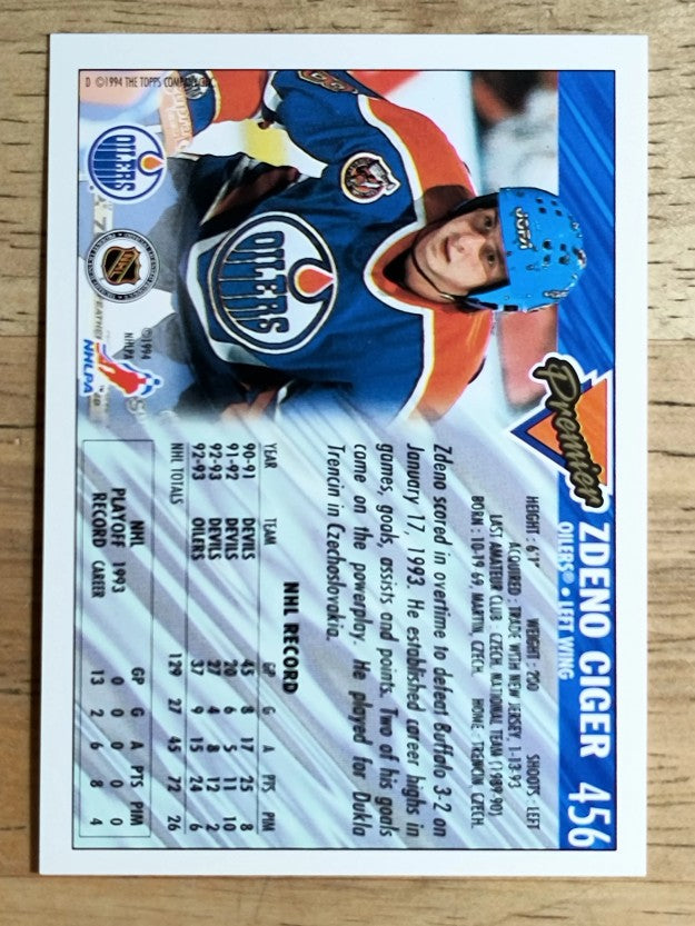 1993-94 Topps Premier #456 Zdeno Ciger