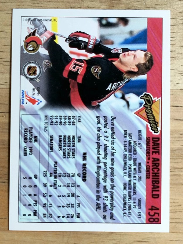 1993-94 Topps Premier #458 Dave Archibald