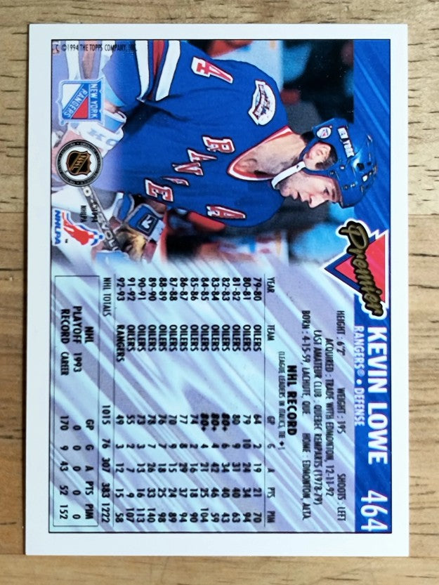 1993-94 Topps Premier #464 Kevin Lowe
