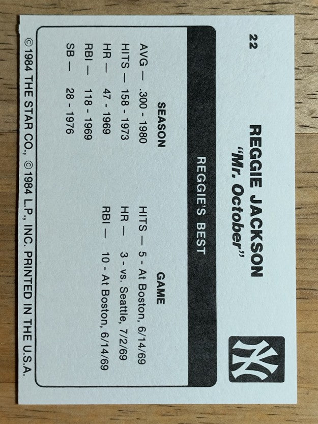 1985 Star Reggie Jackson #22 Reggie Jackson/Reggie's Best