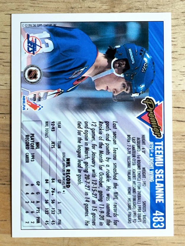 1993-94 Topps Premier #483 Teemu Selanne