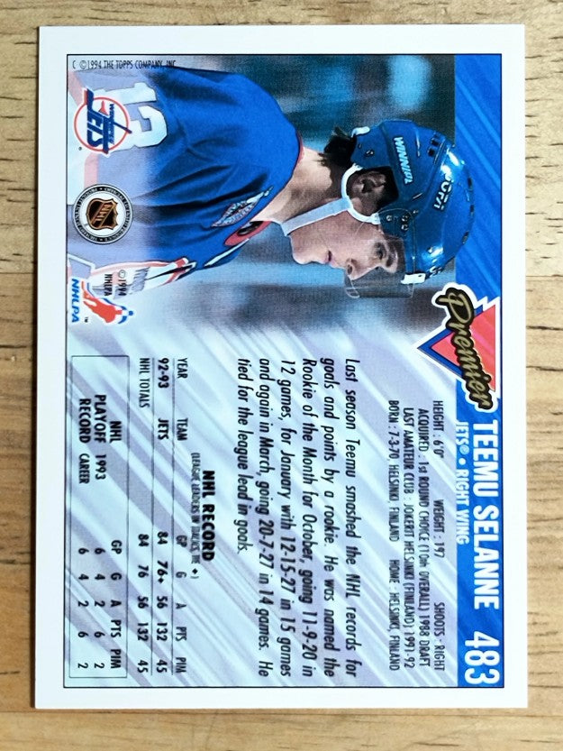 1993-94 Topps Premier #483 Teemu Selanne