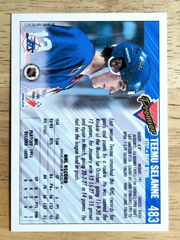 1993-94 Topps Premier #483 Teemu Selanne