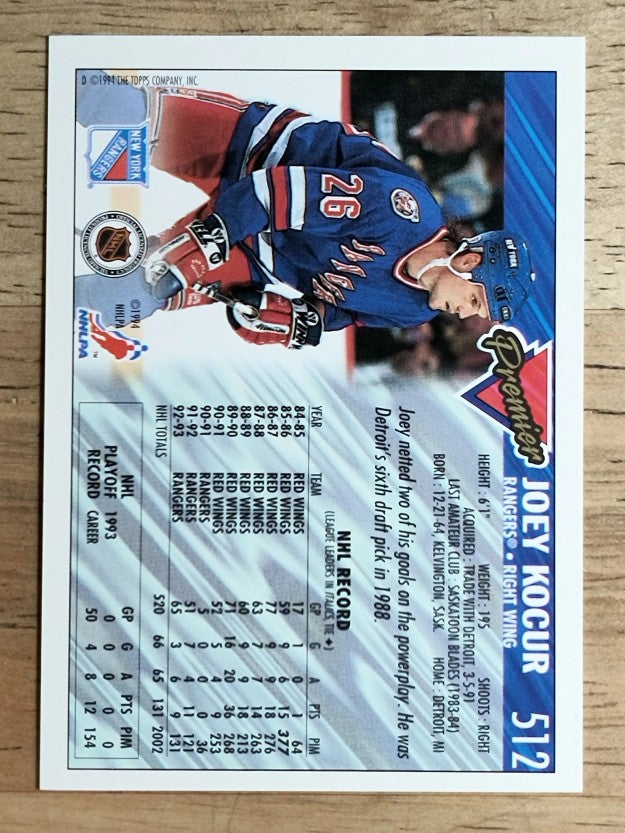 1993-94 Topps Premier #512 Joey Kocur