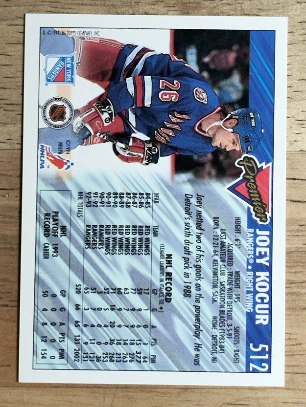 1993-94 Topps Premier #512 Joey Kocur