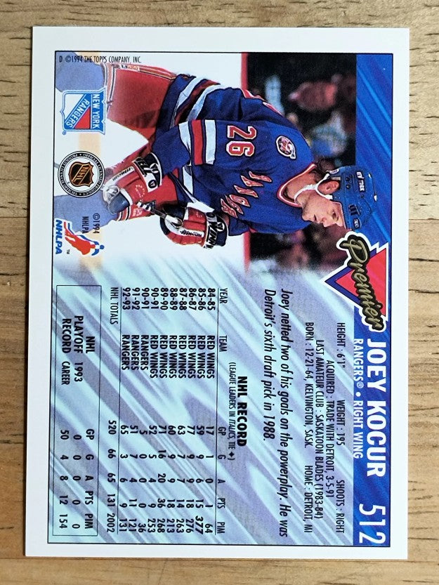 1993-94 Topps Premier #512 Joey Kocur