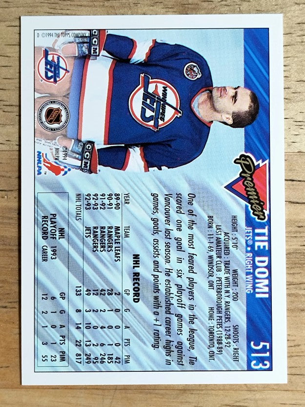 1993-94 Topps Premier #513 Tie Domi