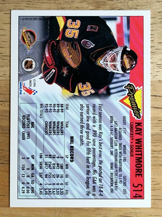 1993-94 Topps Premier #514 Kay Whitmore