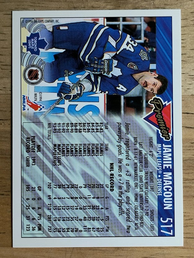 1993-94 Topps Premier #517 Jamie Macoun