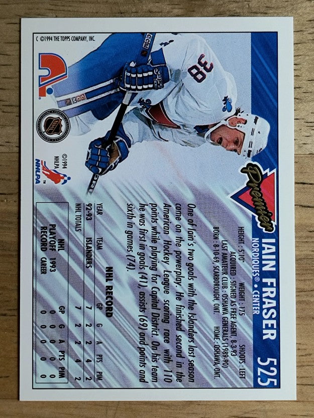 1993-94 Topps Premier #525 Iain Fraser RC