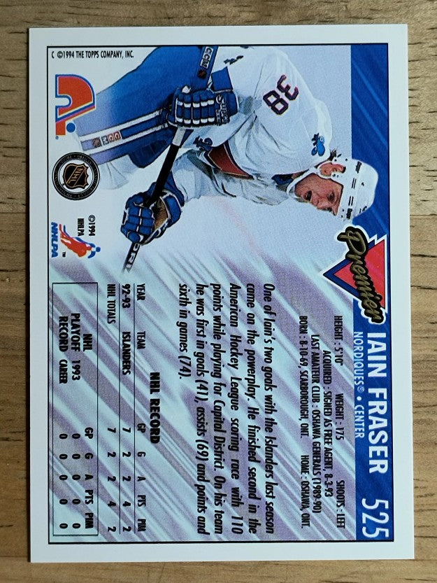 1993-94 Topps Premier #525 Iain Fraser RC