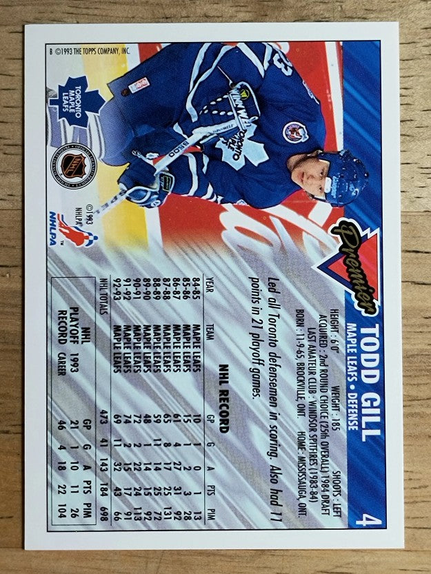 1993-94 Topps Premier Gold #4 Todd Gill