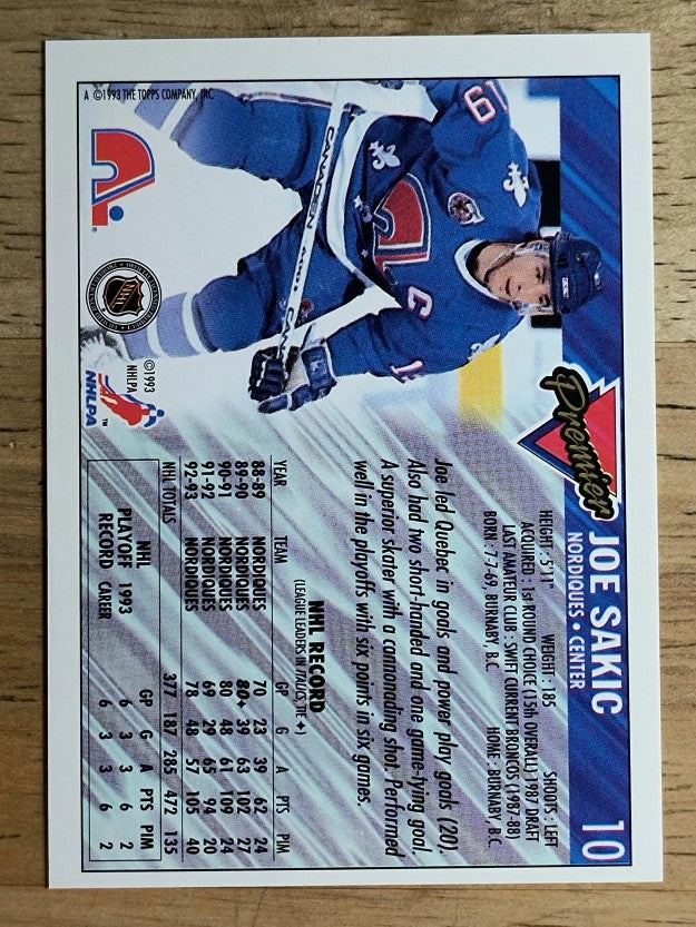 1993-94 Topps Premier Gold #10 Joe Sakic