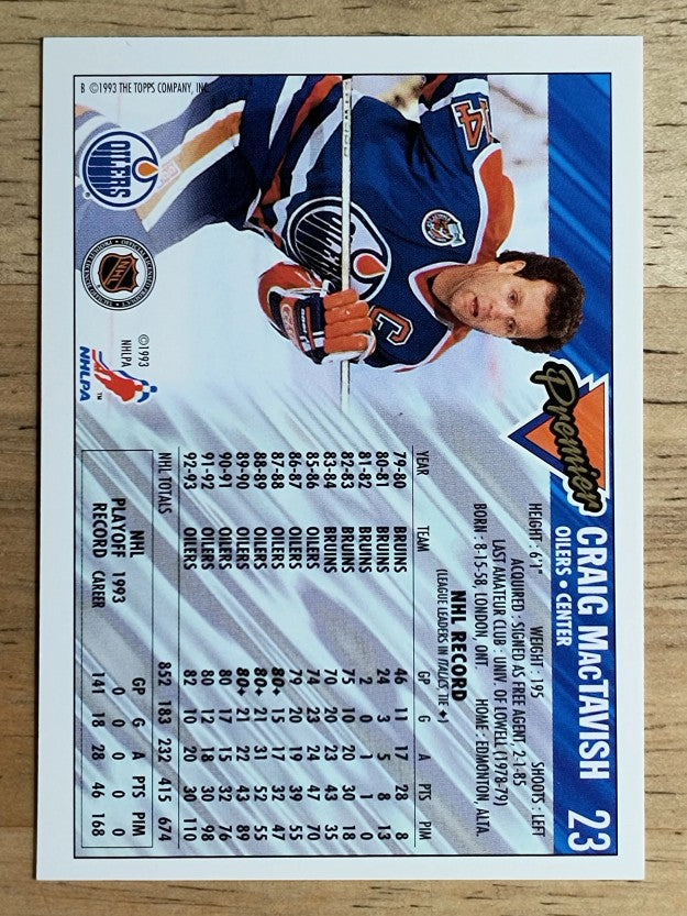 1993-94 Topps Premier Gold #23 Craig MacTavish