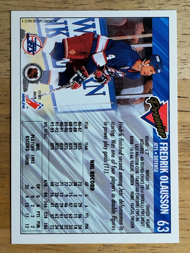 1993-94 Topps Premier Gold #63 Fredrik Olausson