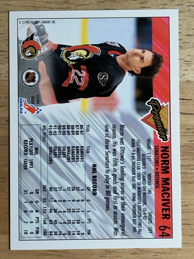 1993-94 Topps Premier Gold #64 Norm Maciver