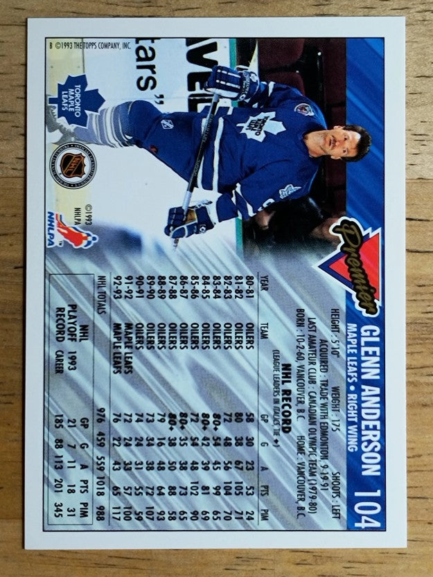 1993-94 Topps Premier Gold #104 Glenn Anderson