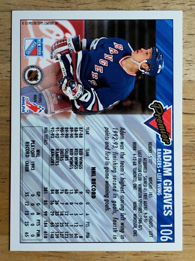 1993-94 Topps Premier Gold #106 Adam Graves