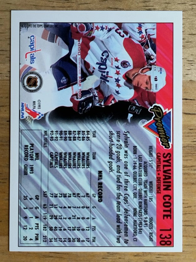 1993-94 Topps Premier Gold #138 Sylvain Cote