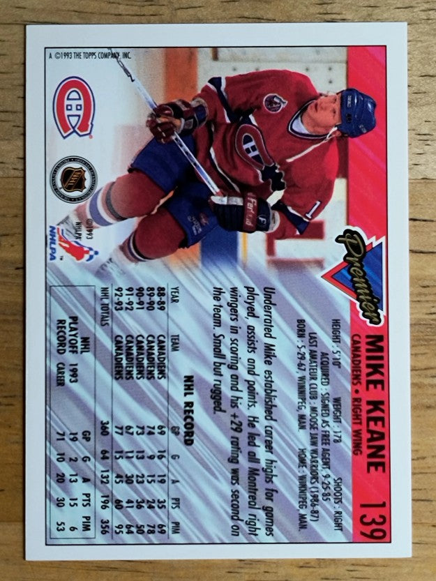 1993-94 Topps Premier Gold #139 Mike Keane