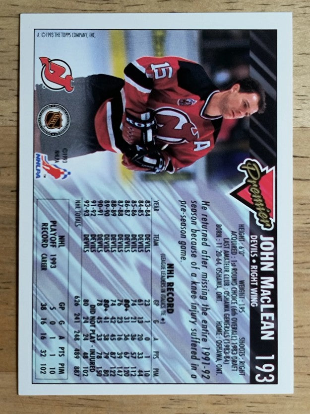 1993-94 Topps Premier Gold #193 John MacLean
