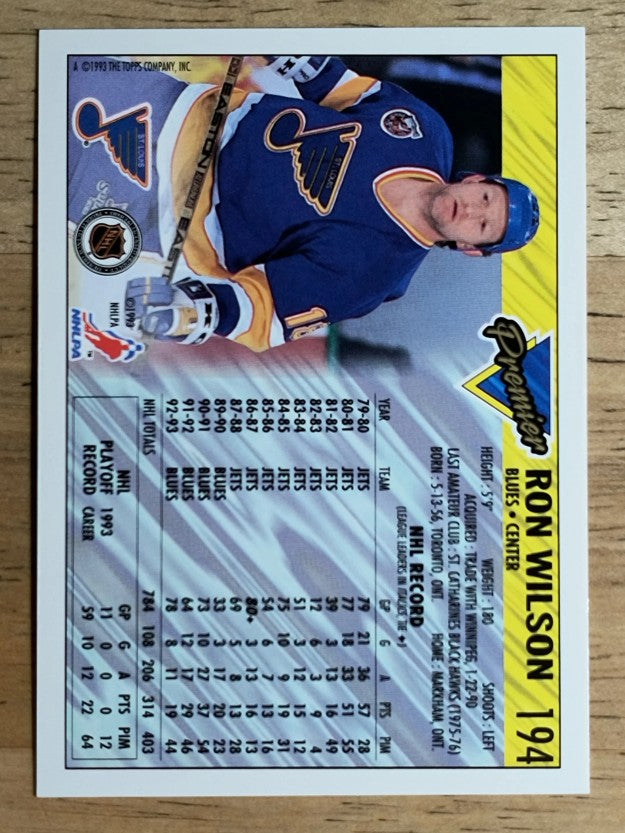 1993-94 Topps Premier Gold #194 Ron Wilson