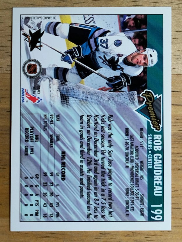 1993-94 Topps Premier Gold #199 Rob Gaudreau