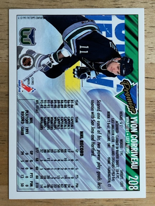 1993-94 Topps Premier Gold #208 Yvon Corriveau