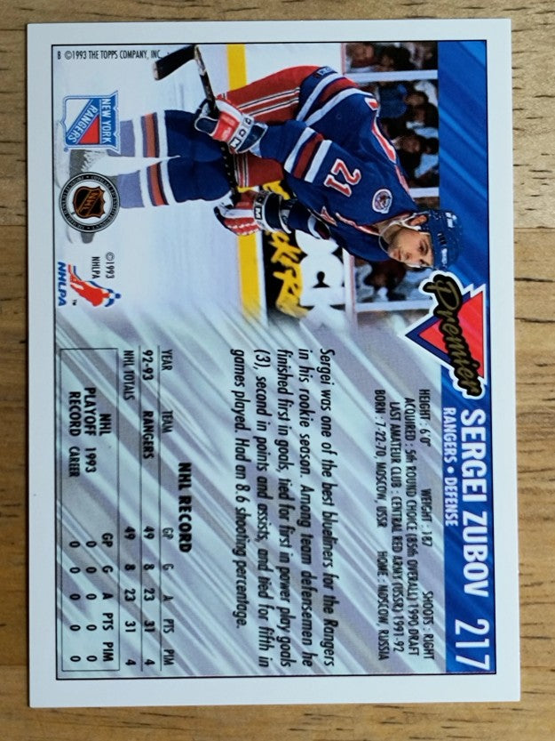 1993-94 Topps Premier Gold #217 Sergei Zubov
