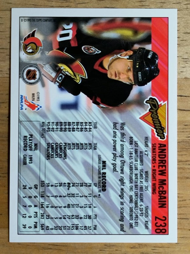 1993-94 Topps Premier Gold #238 Andrew McBain