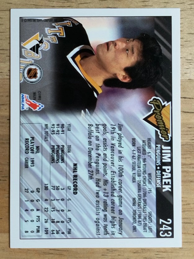 1993-94 Topps Premier Gold #243 Jim Paek